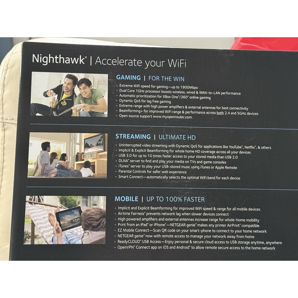NETGEAR Nighthawk R7000 AC1900‎ Smart WiFi Router - Picture 7 of 8